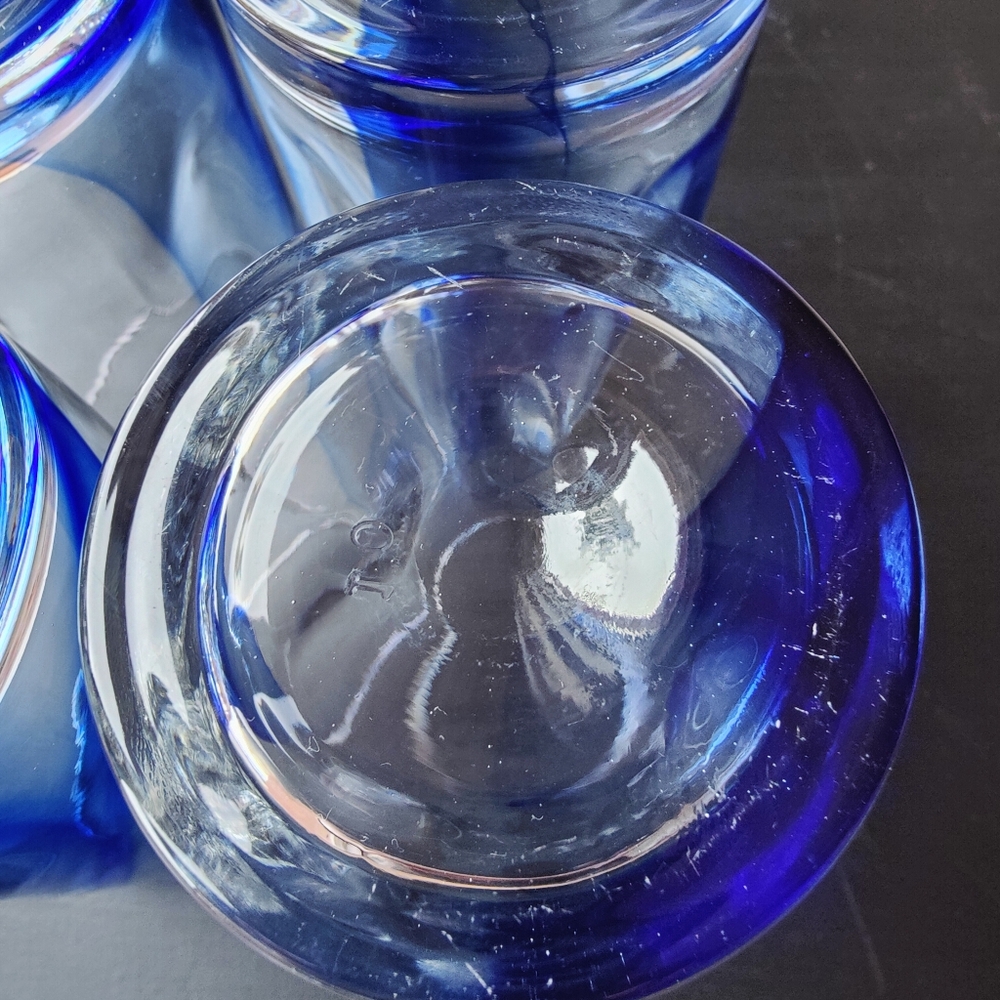 4 Libbey Crisa (thumbprint) | 16 oz Highball blue ๐ swirl glasses - Picture 8 of 13